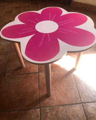 Tavolino bambini legno fiore rosa – gambe svitabil