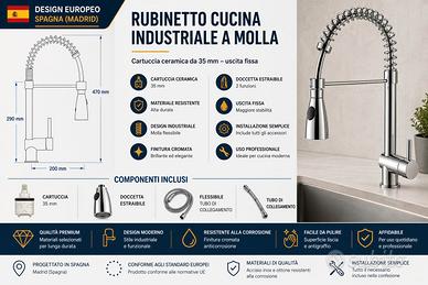 Rubinetto cucina professionale a molla – miscelato