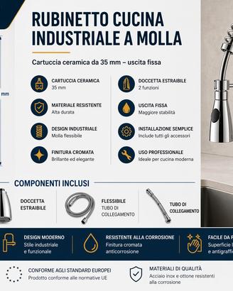 Rubinetto cucina professionale a molla – miscelato