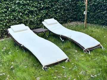 Outsunny set 2 sdraio e tavolino da giardino