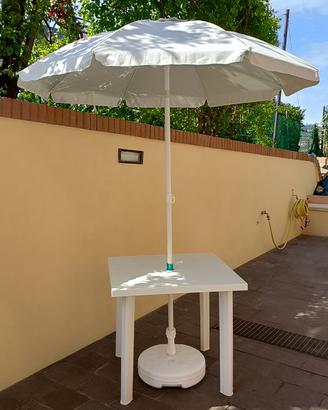 Set tavolo da esterno con ombrellone e base
