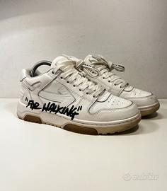 Scarpe off white bianche e nere con scirtta