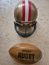 casco rugby e pallone rugby 