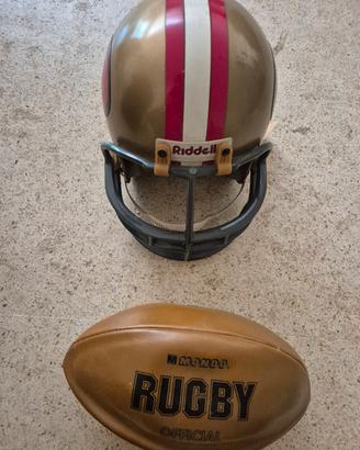 casco rugby e pallone rugby 