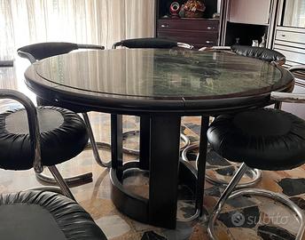 Tavolo rotondo vintage anni ‘70 con 6 sedie Cobra