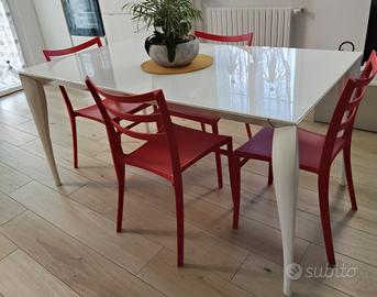 Tavolo allungabile vetro e acciaio 