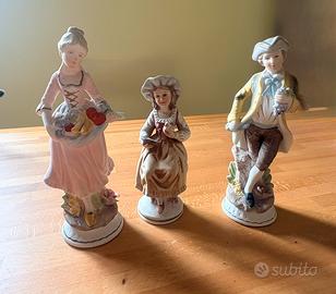 3 statuine porcellana, prezzo x tutte