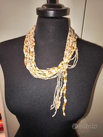 Collana "sciarpina" in perle e pietre dure