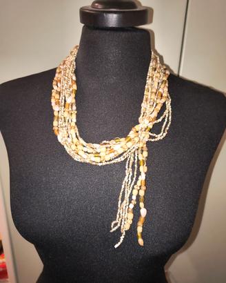 Collana "sciarpina" in perle e pietre dure