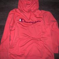 Felpa con cappuccio rosa corallo Champion XXL