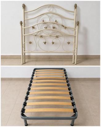 Letto singolo in ferro battuto con rete
