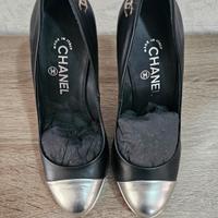 Scarpe  Chanel nero argento  come nuove