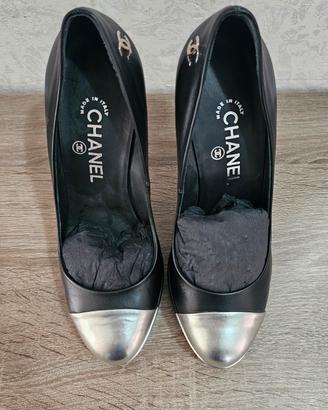 Scarpe  Chanel nero argento  come nuove