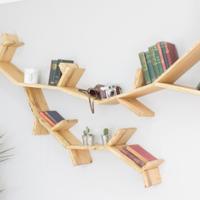 Libreria a ramo albero  in legno rovere massiccio