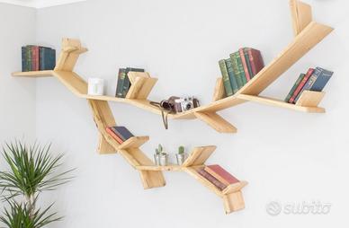 Libreria a ramo albero  in legno rovere massiccio