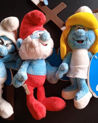 Lotto 3 Peluche Puffi nuovi - The Smurfs 20 cm.