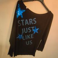 t-shirt Denny Rose nera con Paiette blu 