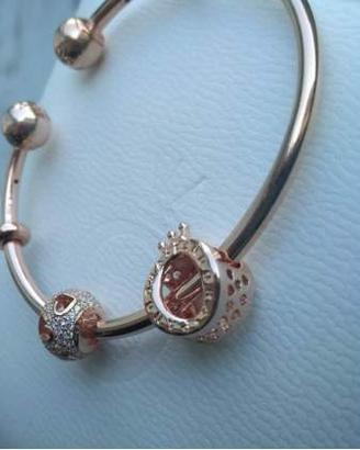 Pandora Coppia Charm Rose BATTICUORE & Corona