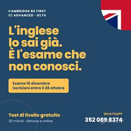 Lezioni inglese Cambridge B2 First IELTS - Genova