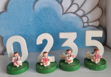 numerini "sevi" vintage in legno