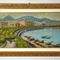 Dipinto olio su tela Lungomare Salerno Mario Boffa