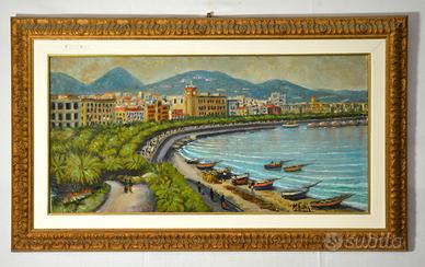 Dipinto olio su tela Lungomare Salerno Mario Boffa