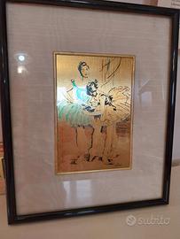 ballerine dipinte a mano su foglia d'oro.  vintage