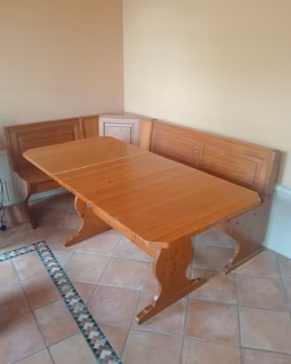 kit panca angolare con tavolo in legno rustico