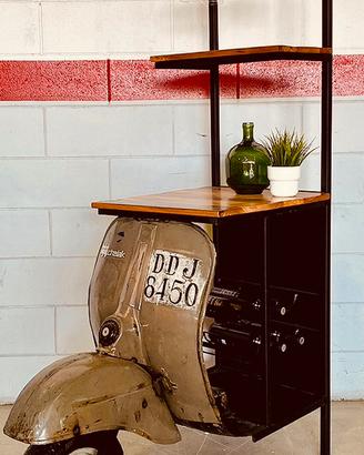 Mobile bar vespa vintage bottiglie - bianco