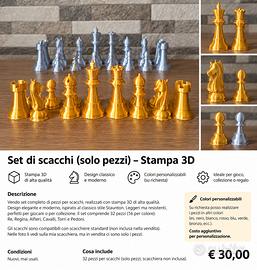 Set completo 32 pezzi scacchi stampa 3D
