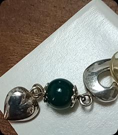 orecchini in argento con agata verde