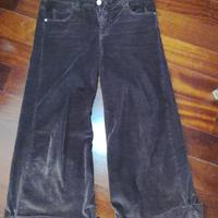 Pantaloni marroni in velluto a gamba larga, S