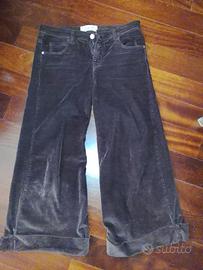 Pantaloni marroni in velluto a gamba larga, S