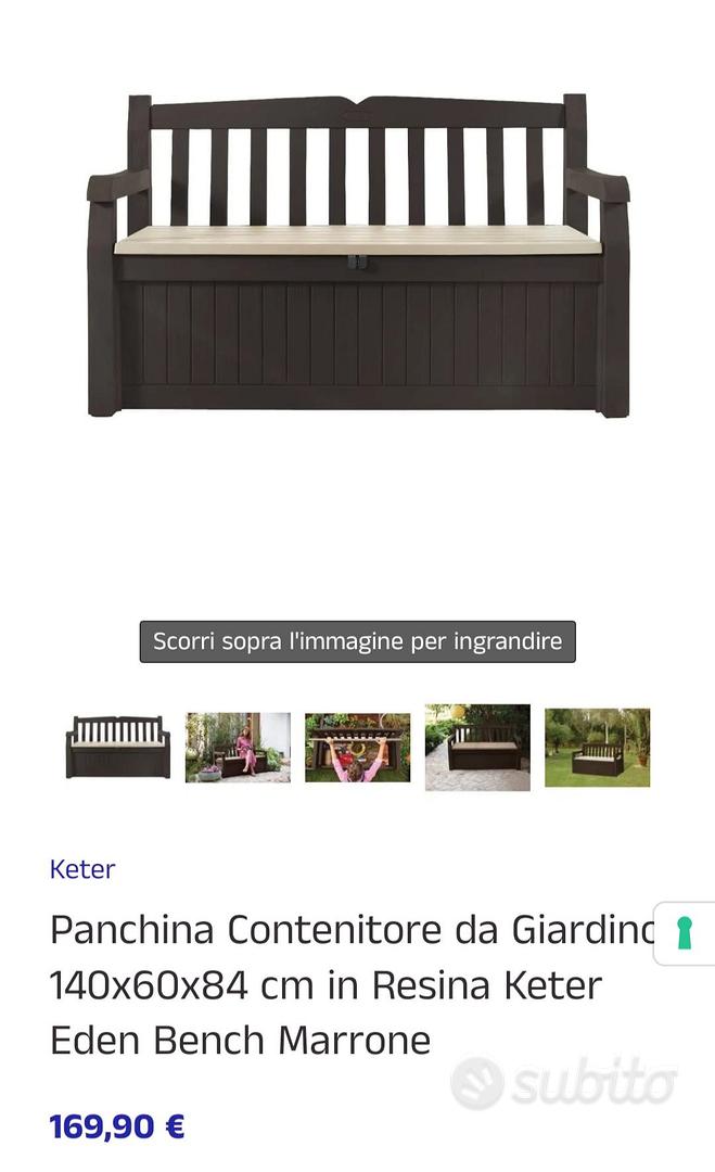 Panchina Contenitore da Giardino 140x60x84 cm in Resina Keter Eden