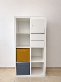 IKEA KALLAX bianco con cassetti e contenitori