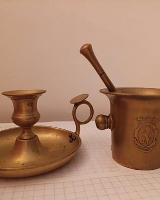 set di oggetti in ottone 