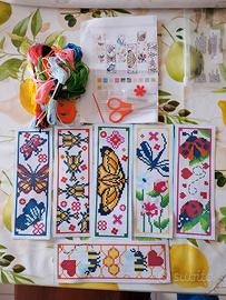 Kit punto croce segnalibri farfalle e api 6 pezzi