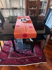 Tavolo calligaris in vetro nero con le sue 4 sedie