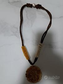 collana in corda,con ciondolo in giada giadeite