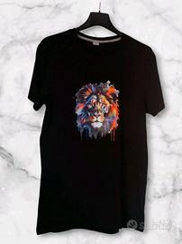 T-schirt Nera con Leone Taglia M manica corta 