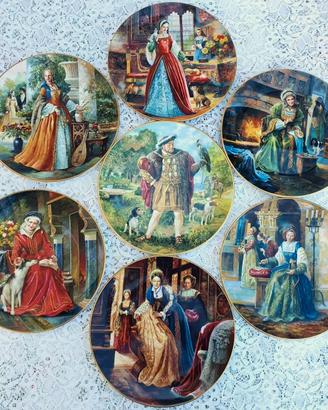 Set 7 piatti,Royal Doulton, Enrico VIII + 6 moglie