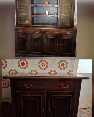 armadio e como' cucina Castagno Massello anni 80
