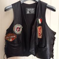 Gilet in pelle nero biker