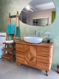 MOBILE BAGNO IN TEAK MASSELLO + SCALETTA – 100 CM