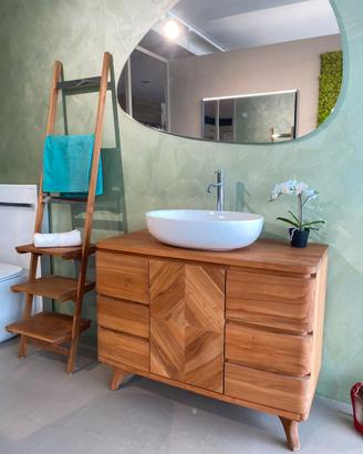 MOBILE BAGNO IN TEAK MASSELLO + SCALETTA – 100 CM