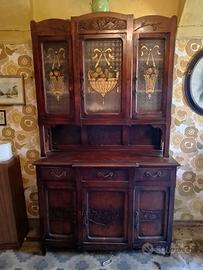 Mobile credenza in legno e vetri acetati