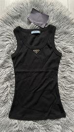 Canotta da donna con logo prada Nero taglia S