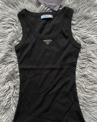 Canotta da donna con logo prada Nero taglia S