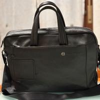 Piquadro Borsa da lavoro nera in pelle porta Pc e