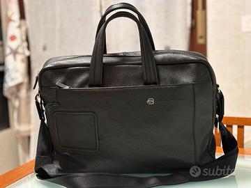 Piquadro Borsa da lavoro nera in pelle porta Pc e